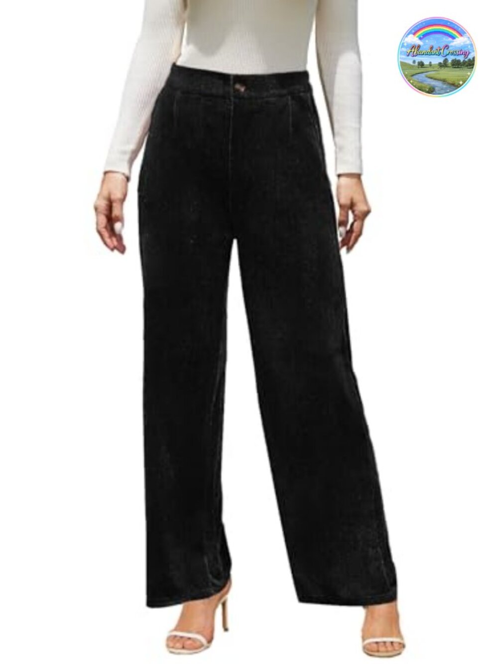Velvet Wide Leg Dress Pants High Waisted Stretchy Palazzo Pants with Pockets